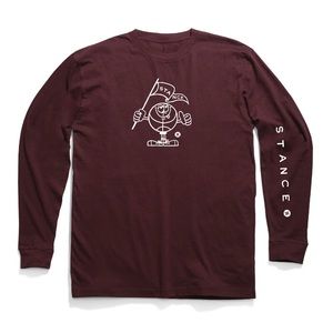 NWT STANCE CROSSOVER LONG SLEEVE T-SHIRT IN WINE. SIZE SMALL.